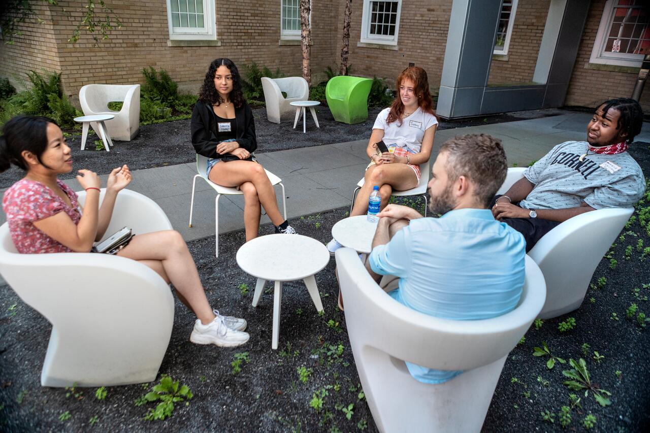 Policy Analysis and Management students meet with their faculty advisors at Martha Van Rensselaer Hall.