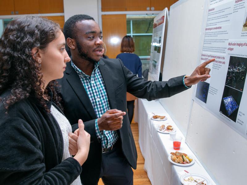 From examining biological science to labor law to understanding obesity, about 50 undergraduate scholars shared results of their experiments, laboratory tests and analyses at the Hunter R. Rawlings III Research Scholars Senior Expo, April 19.